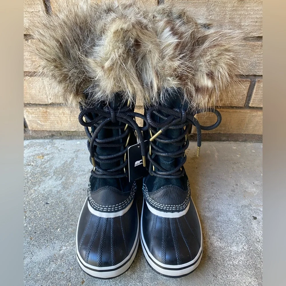 Sorel Joan of Arctic Black Waterproof Winter Boots Faux Fur Women’s 9 NWT